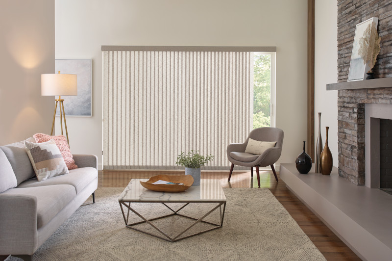 Hunter Douglas Somner Vertical Blinds in living room