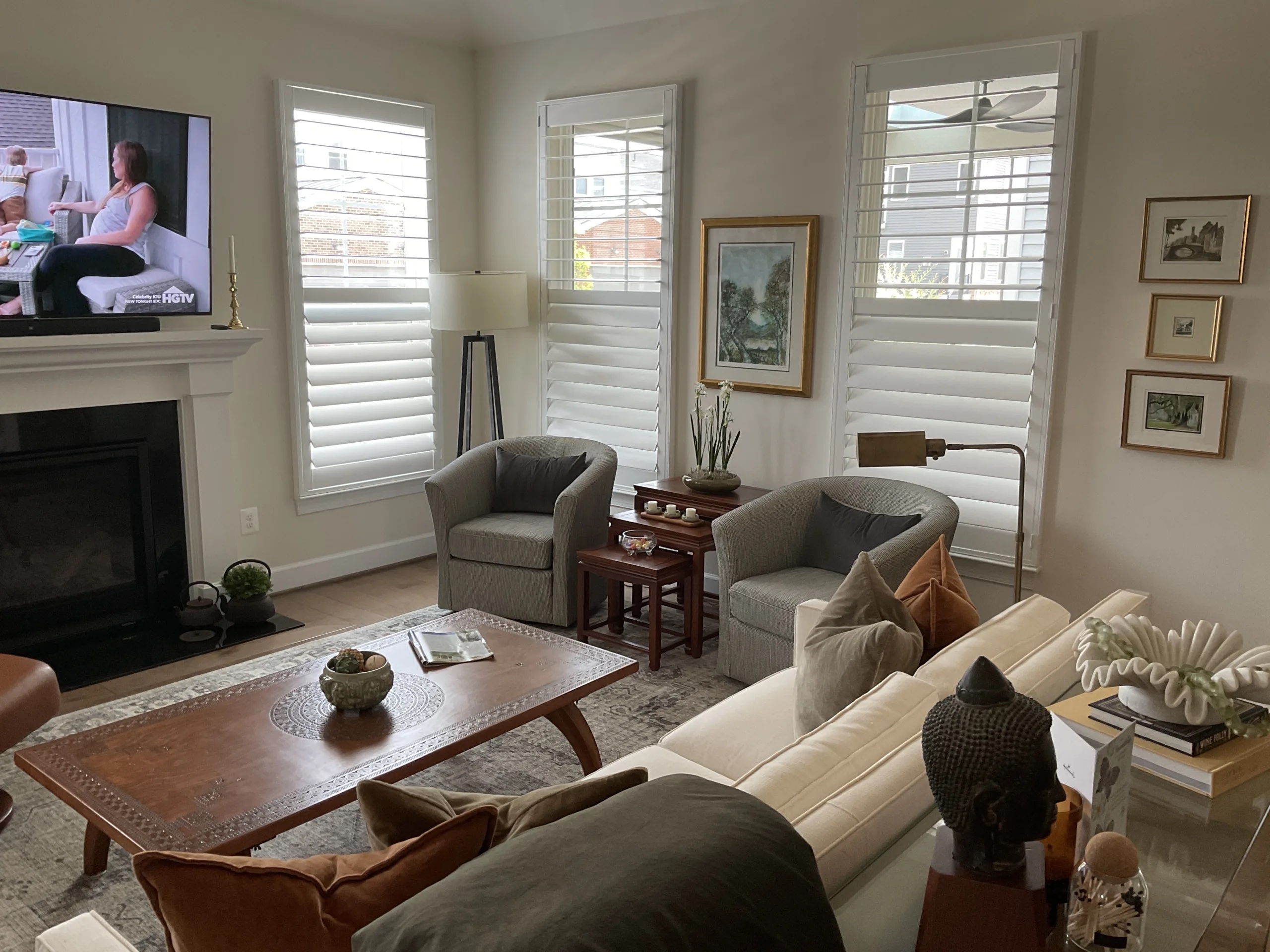 plantation shutters in living room