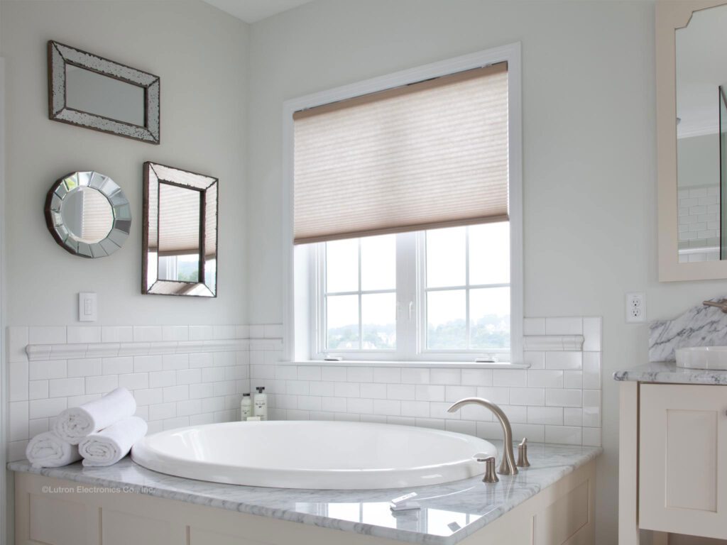 Lutron honeycomb or cellular shades in bathroom